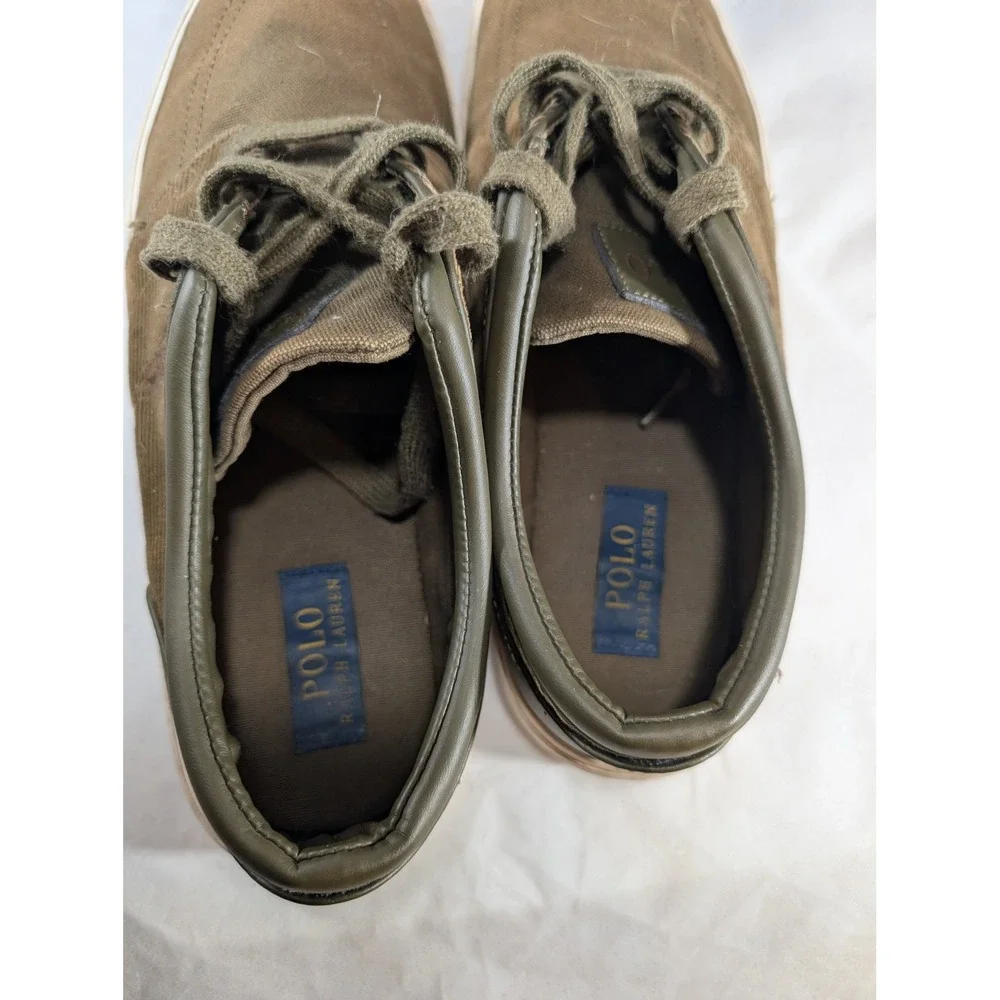 Polo Ralph Lauren Men Brown Canvas Corduroy Low Top‎ Sneakers Shoes Size 11.5D